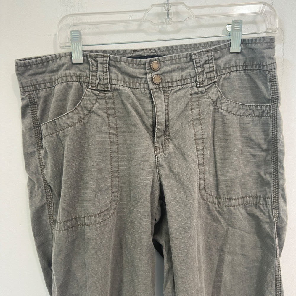 Calvin Klein Jeans Capri Pants Grey Olive‎ Cotton Utility Slub Cropped Size 6 - Picture 2 of 12